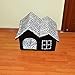 Petforu Dog House, Soft Plush Luxury British Style Pet Puppy Dog Cat Villa House Bed Cage Nest with PP Cotton Mat Folding Collapsible Removable Details-Black