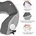 Travel Pillow Memory Foam Neck Pillow, Upgrade Design Perfect Support Airplane Pillow with Machine Washable Pillowcase, Adjustable Airplane Travel Pillow with 3D Sleep Masks, Earplugs and Bag