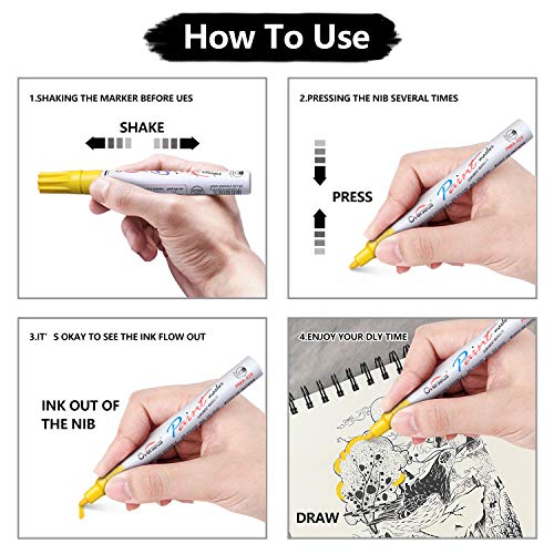 Paint Marker Pens 5 Pack Permanent Oil Based Paint Markers, Medium