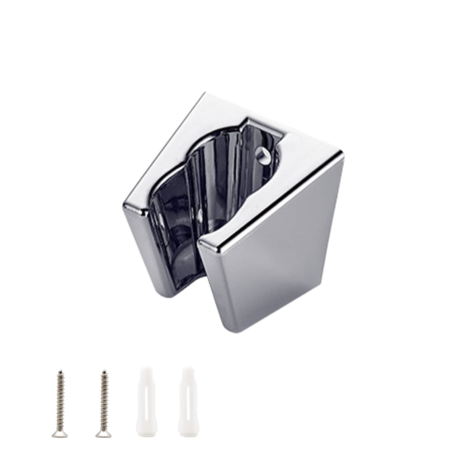 Silver Shower Head Holders, KINHARD Shower Bracket, Wall Mount Shower Bracket with Screws, Two Card Slots, Compatible with Most Showers