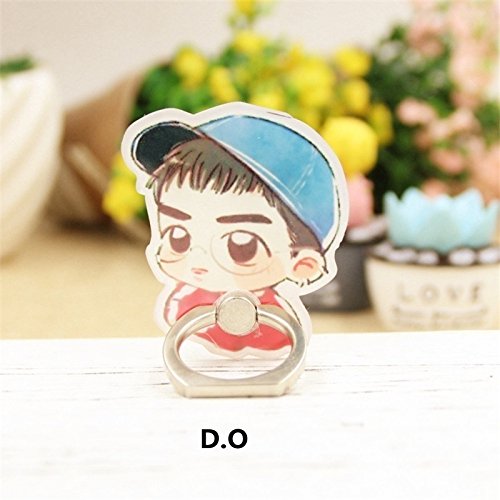 PINGJING Kpop EXO Mobile Phone Ring Holder 360 Degree Stand Accessories Finger Ring Grip Universal EXO Cute Cartoon Phone Ring (D.O)
