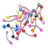 Eyebrow Lip Piercing Jewelry 20-piece Value Pack - 316L Surgical Steel and Flexible Shafts - and No Duplicates - 16g 5/16