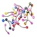 Eyebrow Lip Piercing Jewelry 20-piece Value Pack - 316L Surgical Steel and Flexible Shafts - and No Duplicates - 16g 5/16