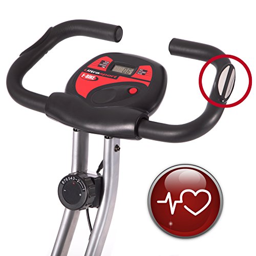 ultrasport foldable exercise bike with pulse sensor grips