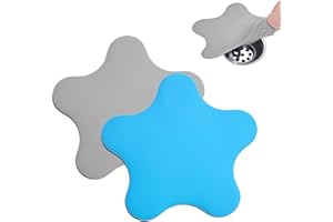 MANDOO 2 Pack Bathtub Stopper Tub Drain Plug Stopper, Adorable Universal Silicone Bath Drain Cover, Kids Tots Babies Gift, Beautiful Starfish Illustration (Blue + Grey (Large))