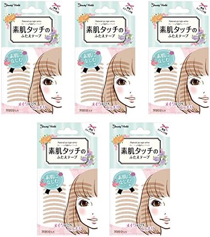 ビューティーワールド 素肌タッチ ふたえ用テープ 肌色 5個セット 30回分入り アイメイク ENT350-5set