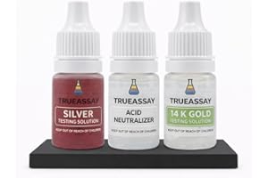 Gold, Silver & Acid Neutralizer Testing Kit 5 ML 14K .999 .925 Silver Solutions with 2x4 Test Stone Precious Metal Tester Re