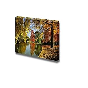 Beautiful Scenery Landscape View of a Quiet Place by The Lake in a Park in Autumn - Canvas Art Wall Art - 12" x 18"