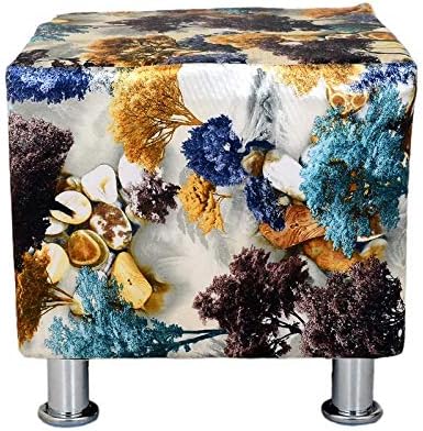 SAJID PUFFS Wooden Puffy Multi Pouffe Cushioned Sitting Stool for Living Room/Office/Kitchen (XL, Multicolour)