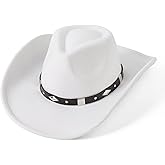JOYEBUY Classic Wide Brim Women Men Western Style Cowboy Cowgirl Hats with Buckle Belt