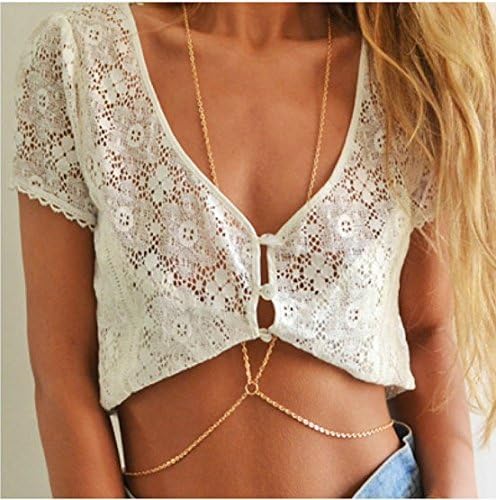 FAMSHIN 2016 New Hot Fashion simple one piece chain bikini body chain necklace female bodychain-in Body Jewelry