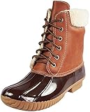 AXNY DYLAN-3 Women's Two Tone Lace Up Ankle Rain Duck Boots