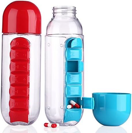 Shag New arrival Creative gifts Plastic Water Bottle Cup Combine Daily Medicine Pill Box Organizer outdoor Drinking Bottles For Water