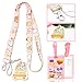 Cute Lanyard with ID Holder for Girls - Sumikko Gurashi Lanyard for Key - Cartoon Animal ID Badge Lanyard with Key Ring and Charm Pendant for Women Kids (Pink)