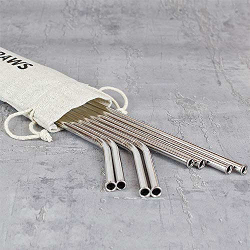 Wiederverwendbare Edelstahl-Metallstrohhalme, Silver Straw Set Inc Tasche & Reinigungsbürste – Bild 5