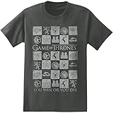Game of Thrones You Win Or You Die Checkered Sigils Adult T-Shirt - Charcoal (XX-Large)