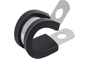 JWGJW Stainless Steel Cable Clamp 100 Pack 3/8 Inch,Rubber Cushioned Insulated Clamp,Cable Clamps For Pipe or Wire Cord Installation