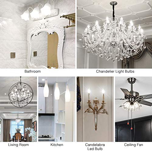 Boncoo E12 Candelabra LED Bulbs Dimmable 60W Equivalent LED Chandelier Light Bulbs 6W Daylight White 5000K 550LM CA11 Flame Tip Vintage LED Filament Candle Bulb with Decorative Candelabra Base 6 Packs - Thumbnail 6