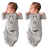 FEITONG Newborn Infant Baby Boys Long Sleeve Print Gowns (6 Months, Gray)