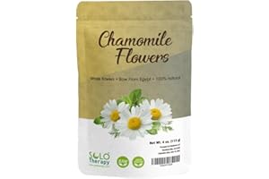 SOLO THERAPY Chamomile Whole Flower, Loose Leaf, Tea Leaves, 4 oz, Chamomile Tea, Chamomile Flowers Herbal Tea, Resealable Bag, Flor De Manzanilla, Product From Egypt, Packaged in the USA