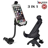 Car Mount, iMustech® 3-in-1 Air Vent Car Mount + Dual USB Car Charger + Cell Phone Holder, Combine with Cigarette Lighter, Fits For iPhone 6/6s/ 6 Plus, Samsung Galaxy S6/S6 Edge/S5 & More (Black)