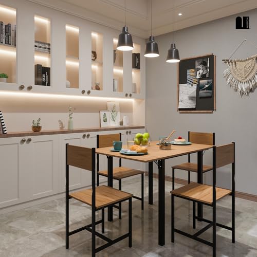 MUBSON Comedor 2 en 1 con 4 Sillas. Comedor Colapsable Ponce con Superficie de 120x78 cm. Mesa Plegable para 2 o 4 Personas. Mesa para Cocina, Hogar o Terraza. Antecomedor. Dining Table (Beige)