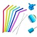 Reusable Straws - Big Reusable Silicone Drinking Straws with Cleaning Brushes for 30 oz Tumblers RTIC/Yeti, Extra Long Flexible Bendy Straw, BPA FREE - No Rubber Tast 6 Pcs