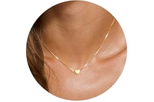 Foxgirl Gold Heart Necklaces for Women 14k Gold Plated Pendant Necklace Simple Cute Necklaces for Women Dainty Layered Choker Necklaces for Women Gold Jewelry for Teen Girls