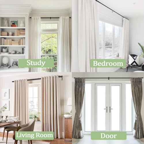 Extendable Curtain Rod Curtain Rod with Adjustable Brackets for Living Room, Bedroom, Diameter 25 mm, 84 – 220 cm (White)