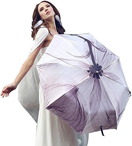 VILLASON Flower Series UPF 50+Anti UV Windproof & Compact Travel Umbrella/Sturdy Canopy Construction 5 Layers for UV Protection/9oz-Ultra Slim and Light