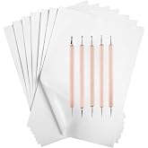 50 Sheets Carbon Paper Graphite Paper White Carbon Transfer (8.5 x 11.5 inch) Tracing Papers with 5 PCS Embossing Styluses Dotting Tools for Wood Paper Canvas Craft