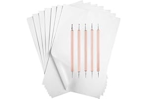 HLONON 50 Sheets Carbon Paper Graphite Paper White Carbon Transfer (8.5 x 11.5 inch) Tracing Papers with 5 PCS Embossing Styluses Dotting Tools for Wood Paper Canvas Craft