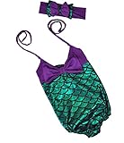 Girl's One Piece Mermaid Bikini Set Swimwear Swimsuit Bathing Suit+Headband