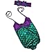 Girl's One Piece Mermaid Bikini Set Swimwear Swimsuit Bathing Suit+Headband