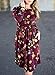 ZESICA Women's Long Sleeve Floral Pockets Casual Swing Pleated T-shirt Dress Burgundy X-Large
