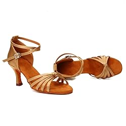 DKZSYIM Women's Satin Latin Dance Shoes