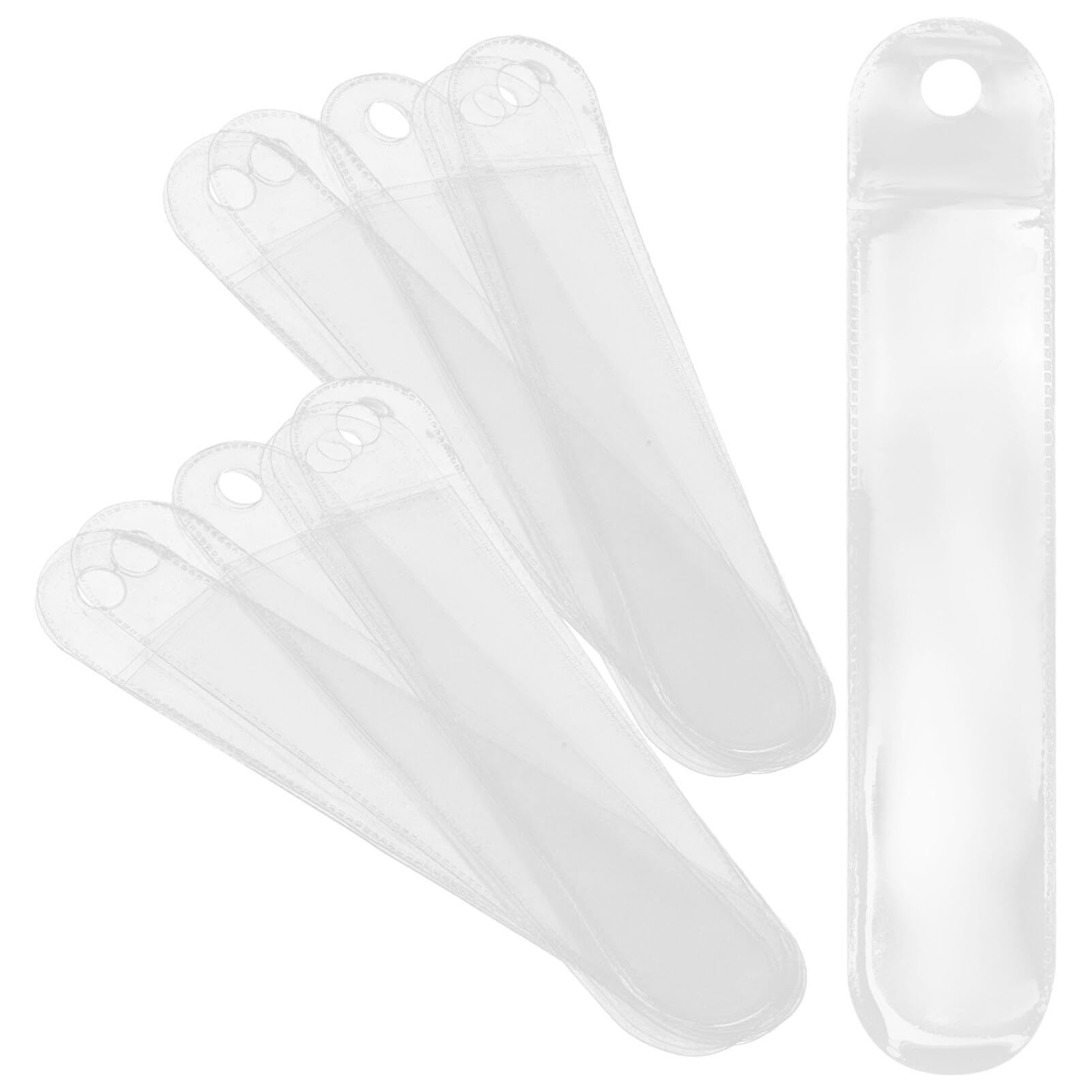 iplusmile 50pcs Plastic Pen Pouches Single Pencil Sleeve Clear Ballpoint Pen Bags Fountain Pen Case Paintbrush Holder Makeup Brush Organizers for Home Office Transparent