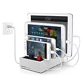 Avantree 4 Port 8A Desktop USB Charging Station for Multiple Devices (Apple Cable NOT Included) Fast Charger Docking with Cable Management for iPhone iPad Tablets