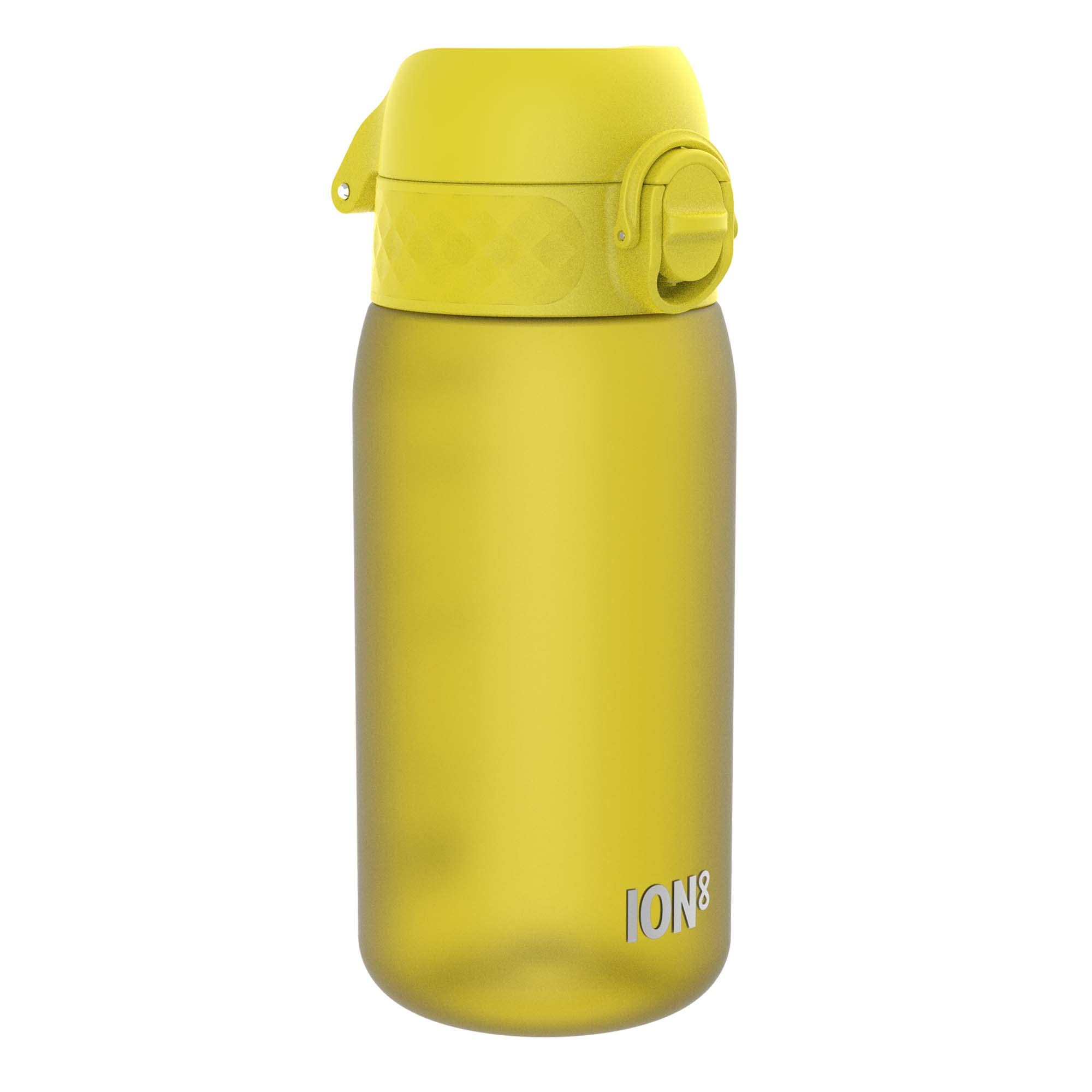 Ion8 Kids Water Bottle, 350 ml/12 oz, Leak Proof, Easy to Open, Secure Lock, Dishwasher Safe, BPA Free, Carry Handle, Hygienic Flip Cover, Easy Clean, Odour Free, Carbon Neutral, Yellow