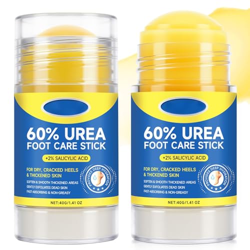 Urea Foot Cream Stick, 1.41 Oz, Urea Cream 60% for Feet Maximum Strength, Foot Cream for Cracked Heels and Dry Skin, Cracked Heel Repair Cream, Foot Moisturizer (2)