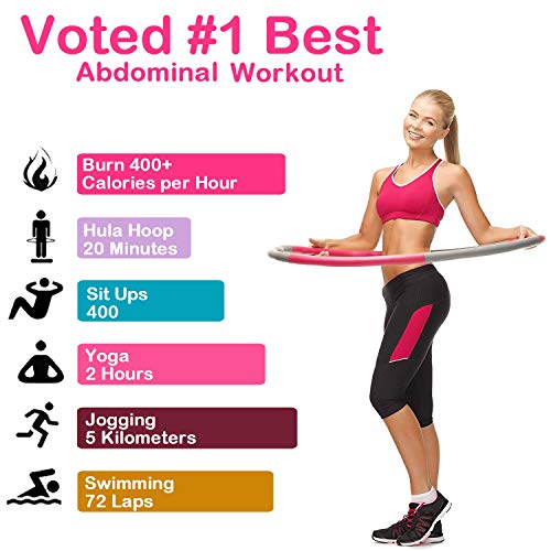 TWB Smart - Fat Burning Weighted Hula Hoop for Adults, Ab Sculpting Exercise, Adjustable Design with 8 Detachable Sections, Bonus Tape Measure, Free Fitness Training DVD