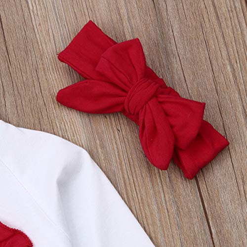 2Pcs Toddler Baby Girl Long Sleeve Ruffle Tops Sweatsuit Pants Outfits Clothes Set ... (Red, 6-12 Months)