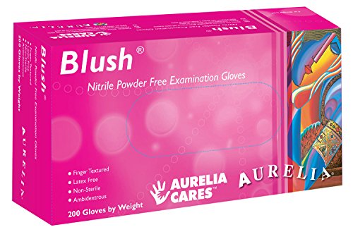 Aurelia Blush, Pink Nitrile Gloves, 2.5 Mil Thick, Size:Medium (200 Count Box)