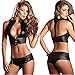 Iooho Women's Sexy Halter Leather Pole Dancing Backless Bodysuit Lingerie Set,Black1,free size