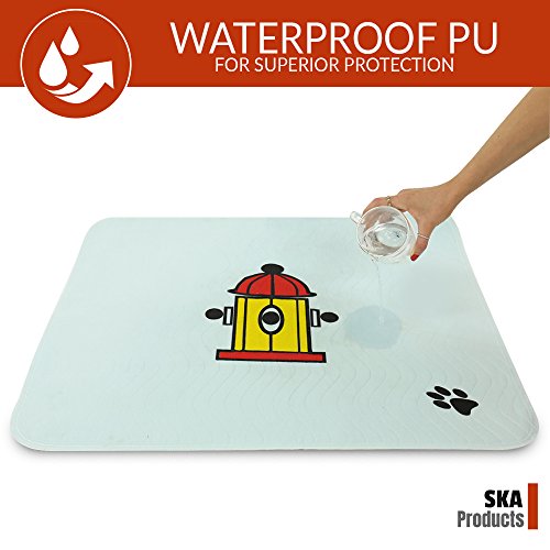 Cute Washable Puppy Pee Pads | 2 Pack Fire Hydrant, Tree Designs | Large Super Absorbent Wee Wee Potty Mats | Dog Housebreaking, Pet Crate Training | Multi-Purpose Reusable Eco-Friendly | Whelping - Thumbnail 3
