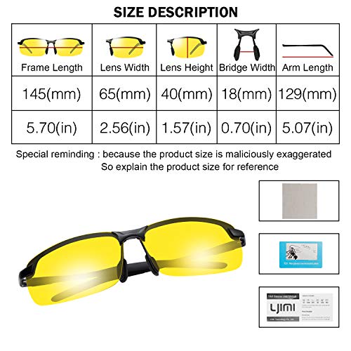 YIMI Herren Photochromatisch Sportbrille Polarisiert Rechteckig Sonnenbrille Al-Mg Metallrahmen Fahrer Anti Reflexbeschichtung 100% UVA UVB Schutz für Golf, Angeln, Autofahren, Outdoor – Bild 7