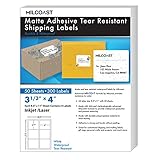 Milcoast Matte Adhesive Tear Resistant Waterproof Shipping Labels - for Inkjet/Laser Printers, Size 3 1/3 x 4” Each - for Shipping, FBA, Stickers, Labels, Arts, Crafts (50 Sheets)