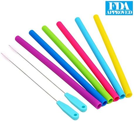 Silicone Straws for Rtic/Yeti Tumbler 30/20 OZ Extra Long Reusable Straws set ,6 Straight Big/Large straws +2 Cleaning Brushes