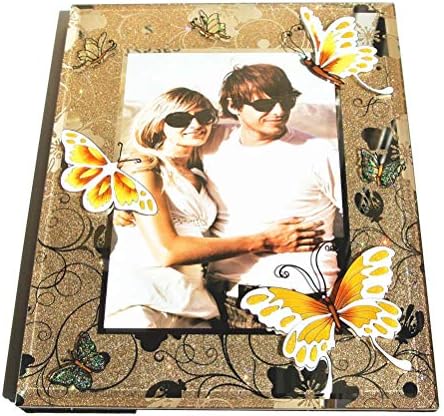 CN CRAFTS 5 X 7 Keepsake Picture Frame with Gold Glittering and Emboss Butterflies Design, Hand-Polished Beveled Edge, 8 X 10 Inch