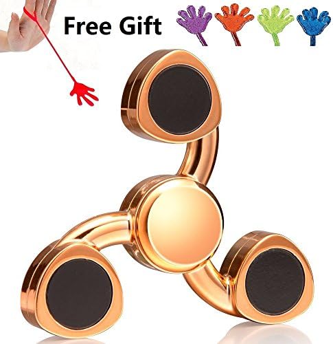 Spin Wars Spinners Fidget Hand Spinner Toy Germany High Precision Metal Spinner Perfect for ADD ADHD Anxiety and Autism Adult Children Add an Extra Sticky Hands as Gift (3 side gold)